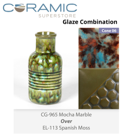 Mocha Marble - CG965 over Spanish Moss EL113 Glaze Combination